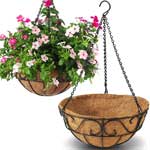 Wire Planter Baskets with Coco Coir Liner for Outdoor Plants