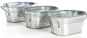 Galvanized Oval Planter Buckets for Houseplants