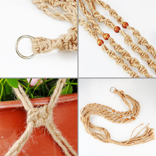 Macrame Plant Hanger: Ring, Beads, Tassel, Knots