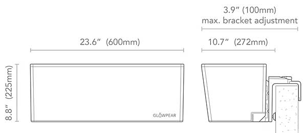 Railing Planter Dimensions with Adjustable Brackets