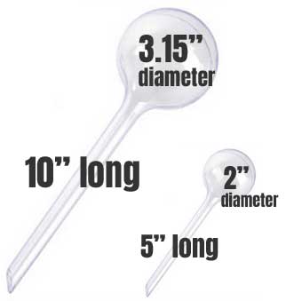 Clear Watering Globe Sizes: 10 Inches and 5 inches long